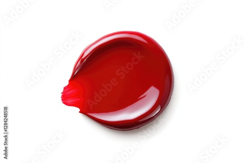 A Swirl of Glossy Red Paint on White