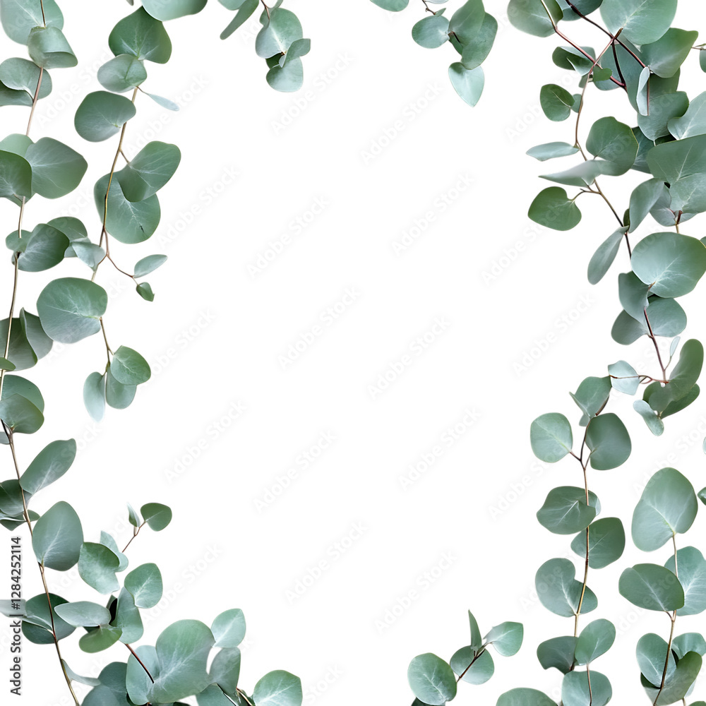 Eucalyptus Leaves Frame PNG Against Transparent Background for Greenery Border, Botanical Design, or Nature-Inspired Artwork Eucalyptus Leaves Frame PNG Against Transparent Background for Greenery Border, Botanical Design, or Nature-Inspired Artwork