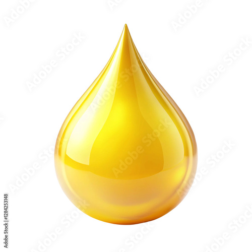 Yellow drop isolated on transparent background  
