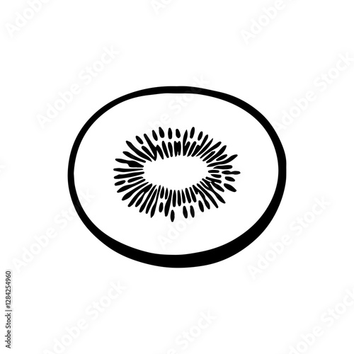 Slice kiwi icon silhouette outline vector flat illustration design on white background.