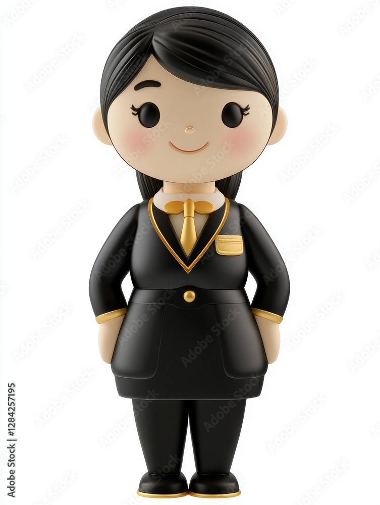 Adorable Cartoon Businesswoman Wearing a Black Suit Adorable Cartoon Businesswoman Wearing a Black Suit