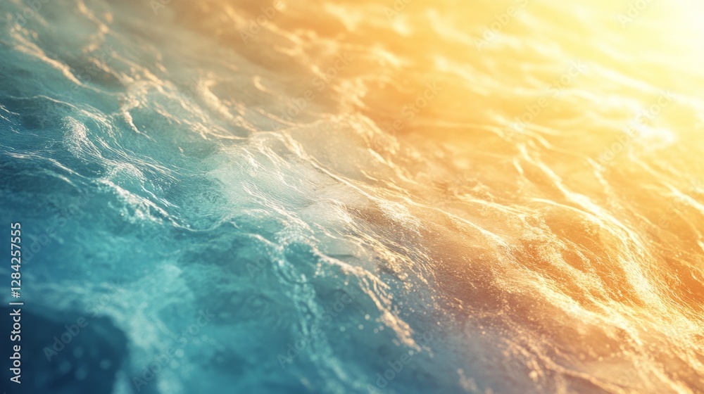 Fototapeta premium Sunlit Ocean Waves with Ripples and Foam Creating a Dynamic Abstract Texture