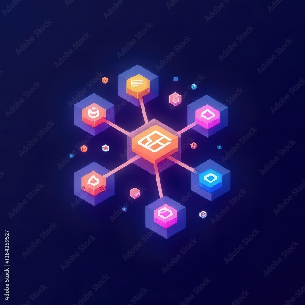 Naklejka premium Connecting api nodes in technology a visual representation of application programming interface