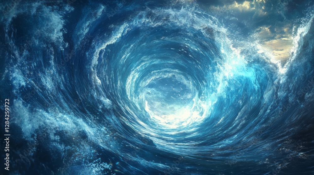 Vivid Swirling Vortex of Water with Dynamic Motion and Abstract Ocean Waves Vivid Swirling Vortex of Water with Dynamic Motion and Abstract Ocean Waves