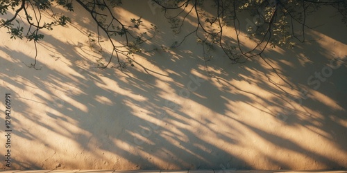 Captivating shadows dance on a wall beneath tree branches outdoor natural light