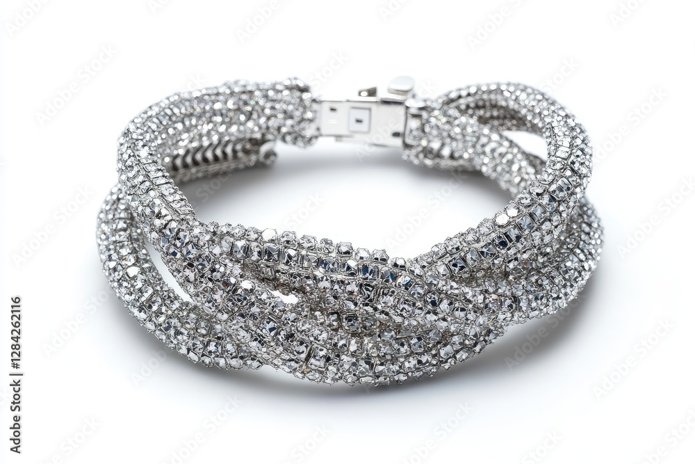 Elegant Silver Bracelet Adorned With Sparkling Crystals Elegant Silver Bracelet Adorned With Sparkling Crystals