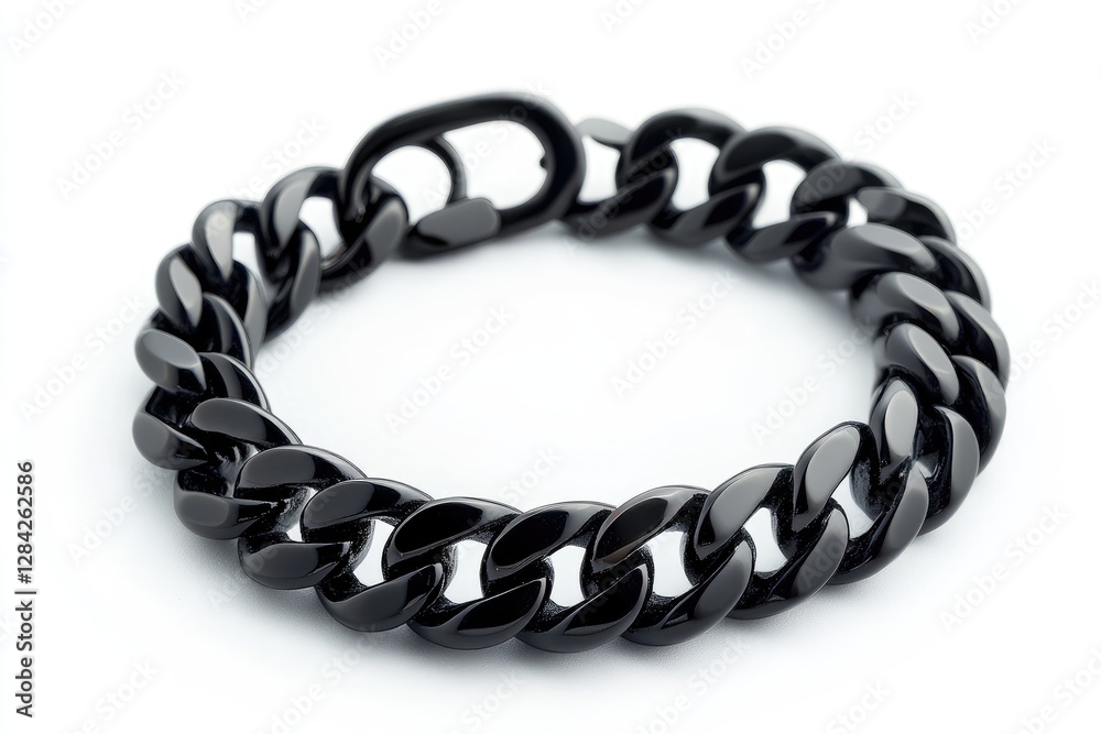 Obraz premium Black Cubic Zirconia Mens Bracelet Chain Link Design