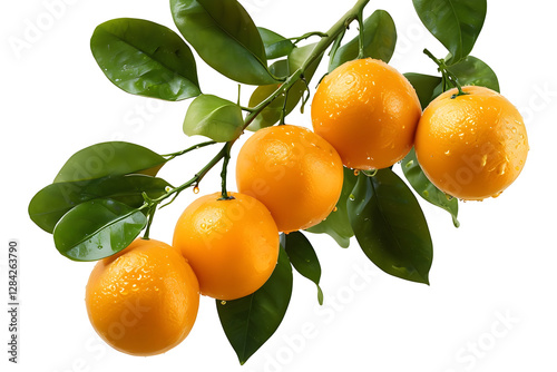 Oranges Hanging on a Transparent Background