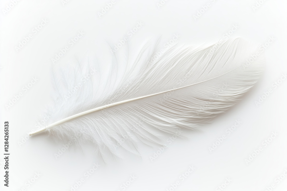 Obraz premium Soft White Feather on Smooth Background