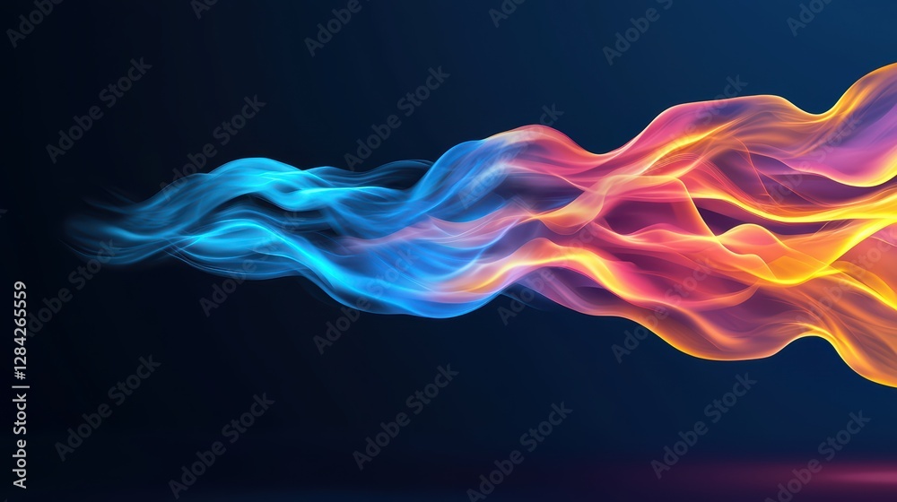 Futuristic Neon Glow Fire Effect in Deep Blue Background Futuristic Neon Glow Fire Effect in Deep Blue Background