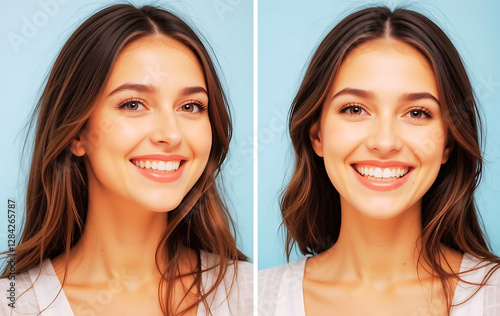 Portrait of two young women then and now condition 