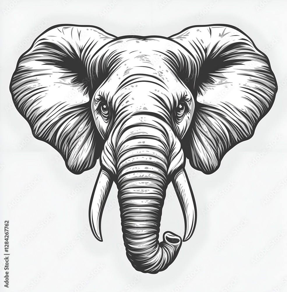 Obraz premium Detailed illustration capturing the majestic head of an elephant in artistic style