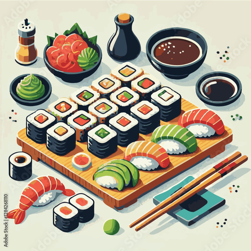 seafood, sushi, gourmet, fresh, delicious, rice, food, traditional, fish, japanese, cuisine, sashimi, maki, asian, tasty, culinary, healthy, salmon, roll, lunch, japan, seaweed, restaurant, dinner, as