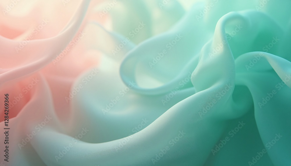 Obraz premium Soft pastel fabric drapes elegantly, creating a serene and dreamy atmosphere. A visual delight!