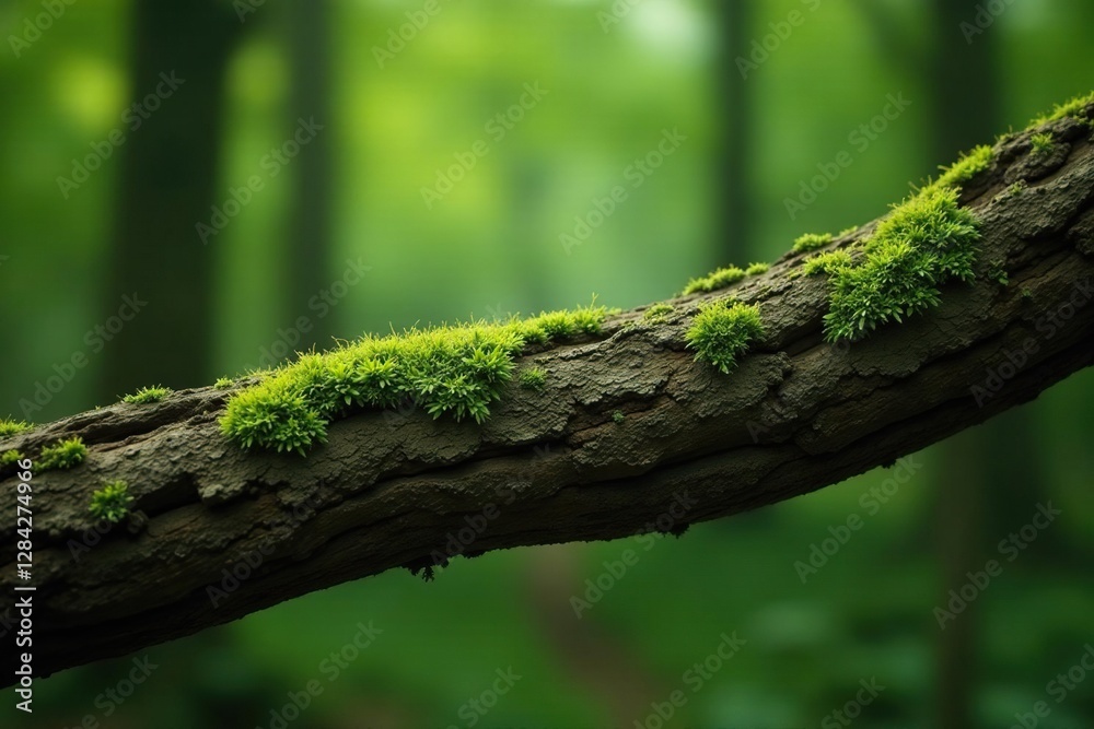A dead tree limb with moss growth and subtle cracks, isolation, wood A dead tree limb with moss growth and subtle cracks, isolation, wood