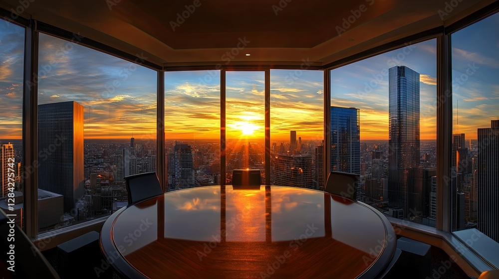 Obraz premium Sleek Office with Natural Light and Greenery