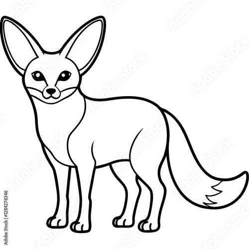 Minimalist Fennec Fox Vector Line Art