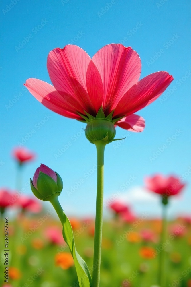 Giant milkweed flower against a blue sky background, wildflowers, blue sky Giant milkweed flower against a blue sky background, wildflowers, blue sky