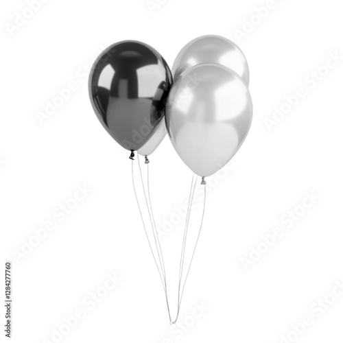 Elegant black and silver balloons floating joyfully celebrating a special occasion