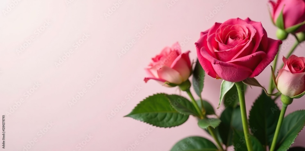 Rose bouquet with velvety leaves and green stems, flowers, arrangement, balance Rose bouquet with velvety leaves and green stems, flowers, arrangement, balance