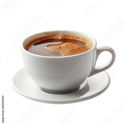 A cup of hot coffee with steam rising isolated on white background.PNG