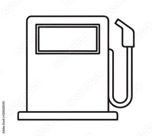 Illustration of a Gasoline Pump Symbol in Black Line Art Style