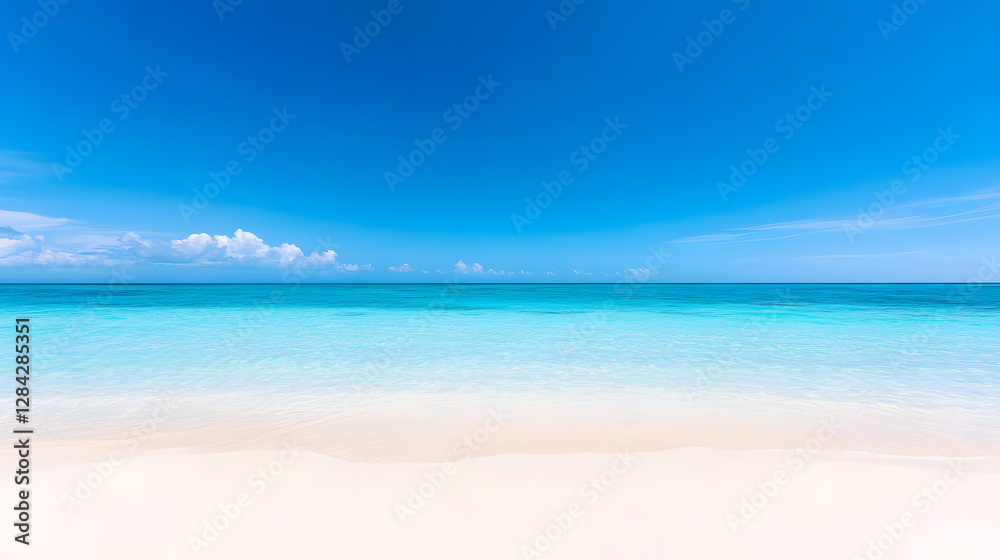 Panorama of a Tropical Beach with Clear Blue Water and White Sandy Shore
Panorama of a Tropical Beach with Clear Blue Water and White Sandy Shore