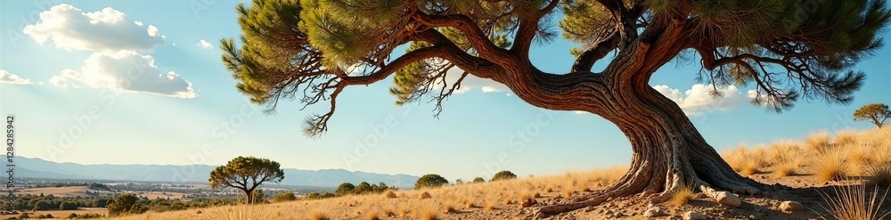 Mexican mesquite tree with unique twisted trunk, tree, landscape, twigs Mexican mesquite tree with unique twisted trunk, tree, landscape, twigs