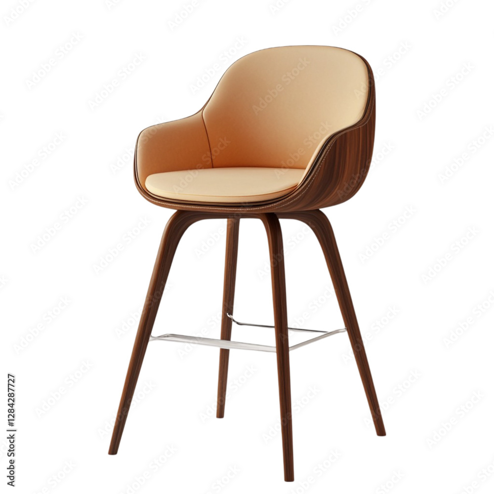 Elegant Modern Bar Stool Design Comfortable Seating Stylish Wood and Beige Upholstery