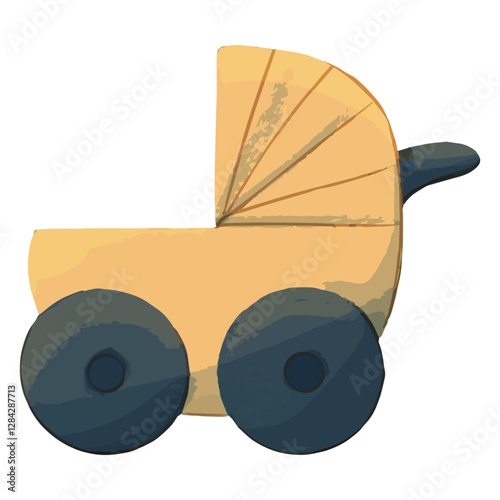 Newborn Baby Stroller in Cute and Soft Watercolor vector Illustration