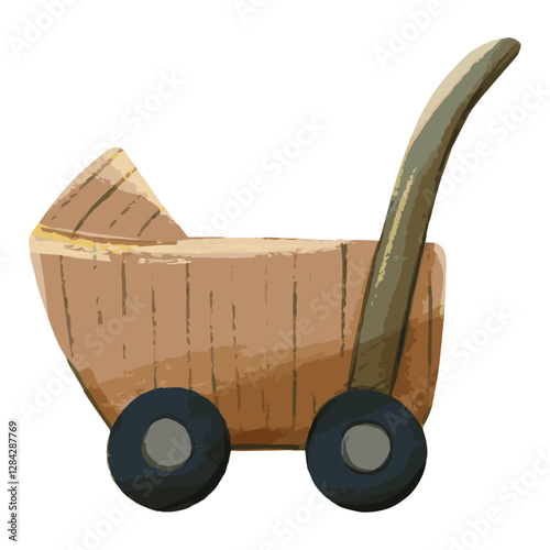 Newborn Baby Stroller in Cute and Soft Watercolor vector Illustration