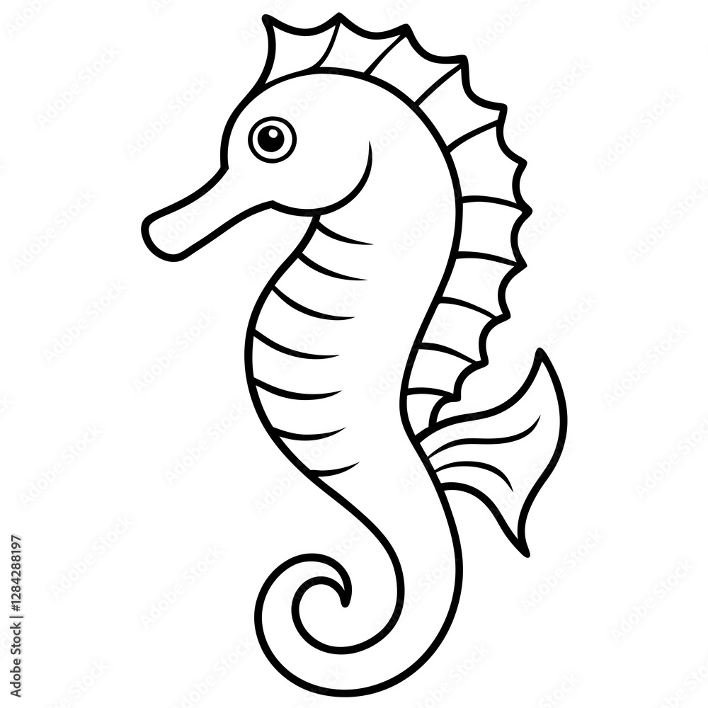 Fototapeta premium Seahorse Fine Line Design