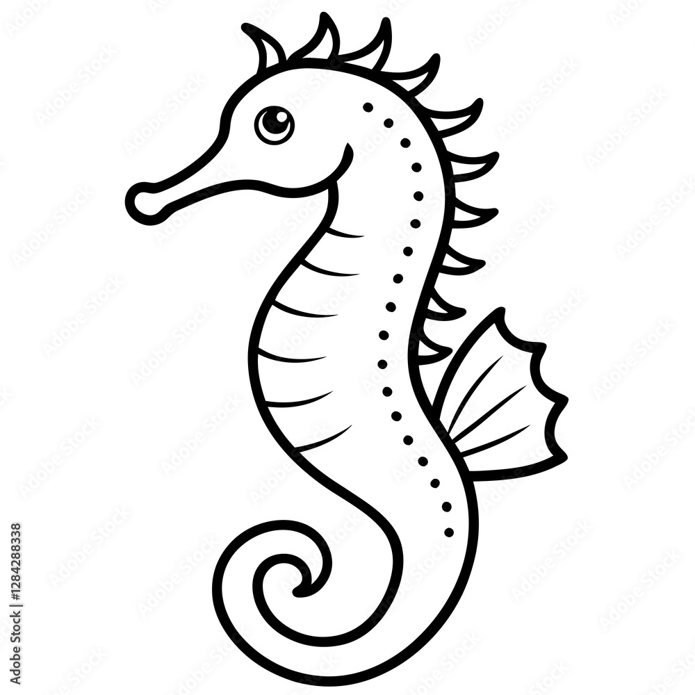 Fototapeta premium Seahorse Fine Line Design
