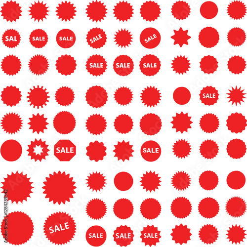 set of red sale stickers