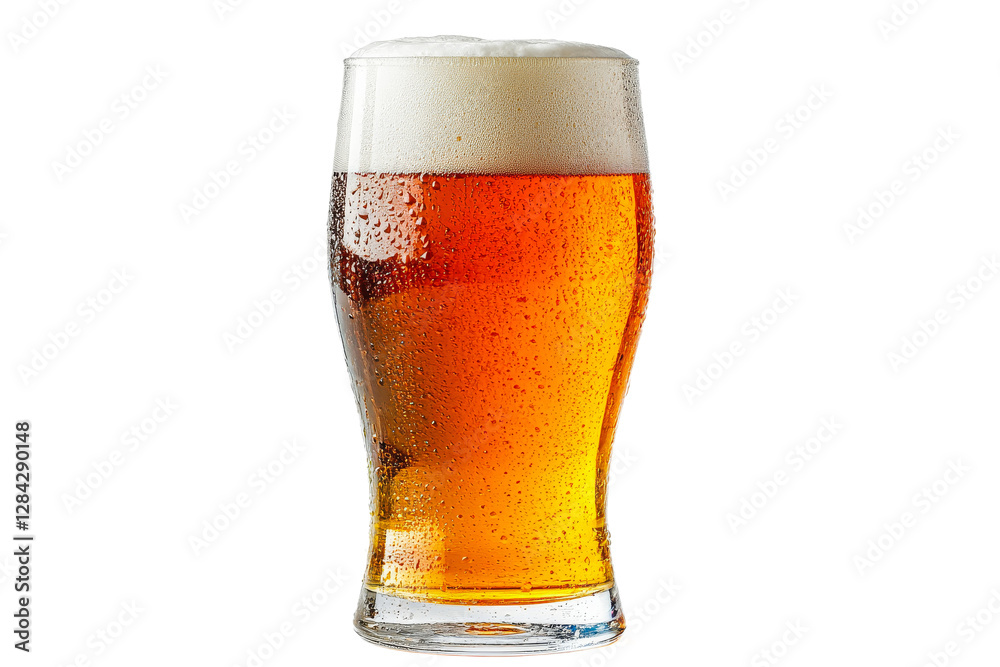 Refreshing golden beer in a tall glass with foam Refreshing golden beer in a tall glass with foam