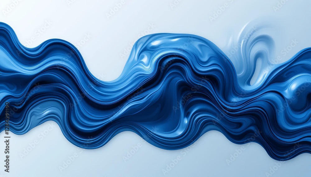 Fototapeta premium Dynamic blue wave texture abstract digital art high-resolution cgi studio aesthetic concept