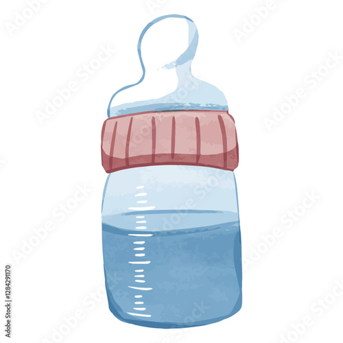 Feeding Bottle in Cute and Soft Watercolor vector Illustration