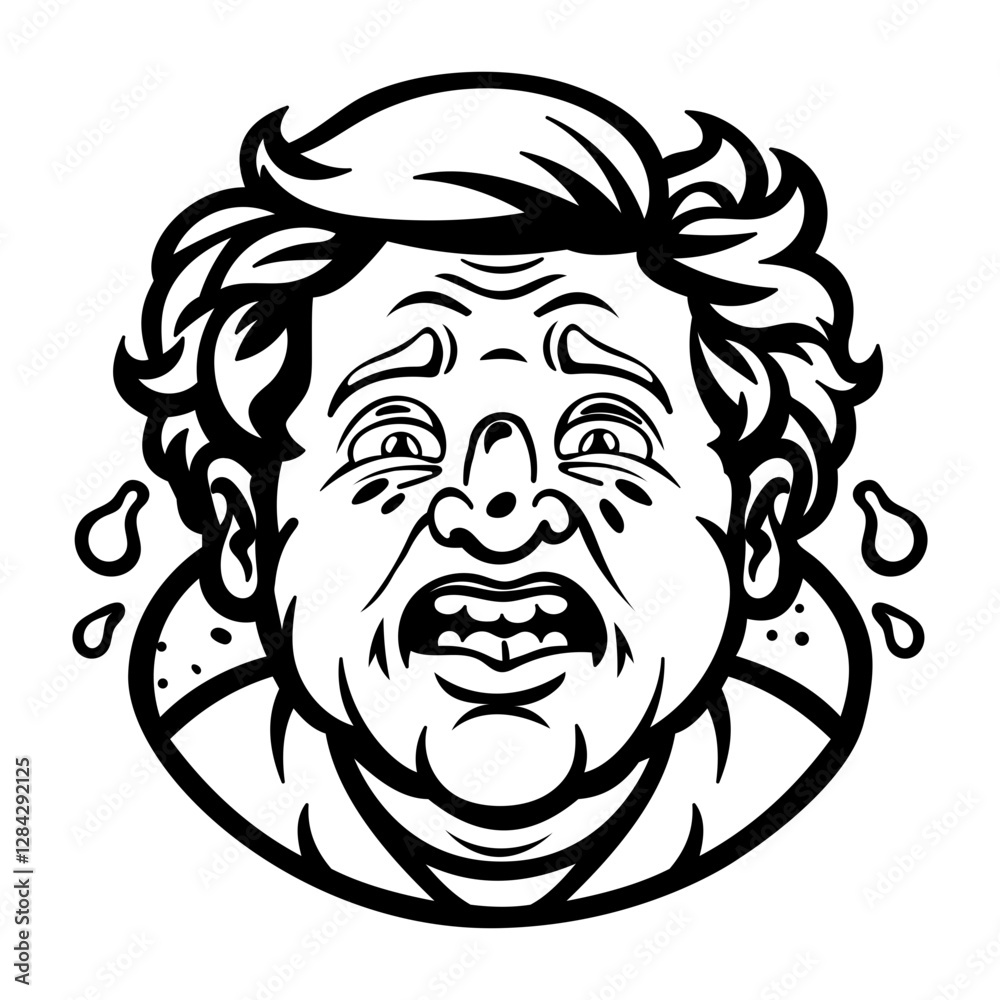 A glyph sticker of a worried man A glyph sticker of a worried man