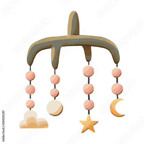 Hanging Toy in Cute and Soft Watercolor vector Illustration