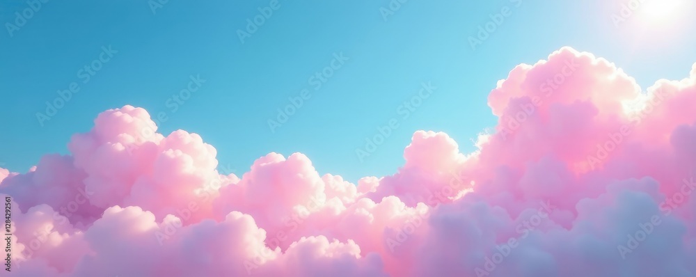 A slender arrow connects the bright blue sky to soft pink clouds, serene, pink clouds, blue sky A slender arrow connects the bright blue sky to soft pink clouds, serene, pink clouds, blue sky