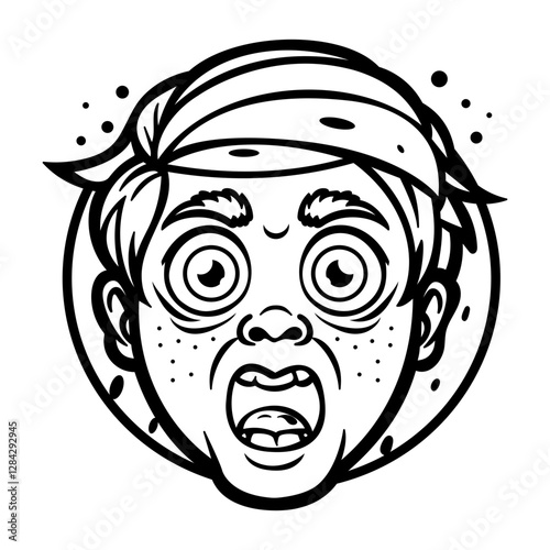 A glyph sticker of a character with unbelievable expression 