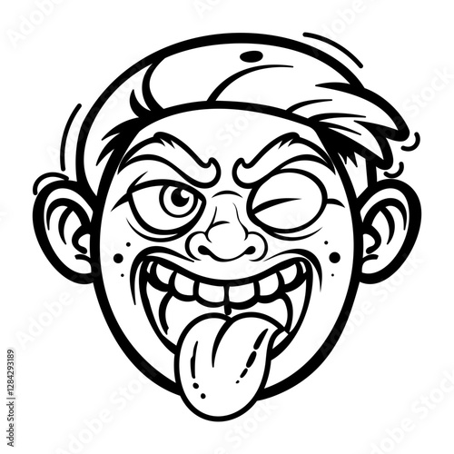 A glyph sticker of mocking character 