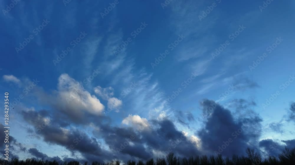 Stunning clouds timelapse in clear blue sky creating a soothing atmosphere in Derbyshire, UK Stunning clouds timelapse in clear blue sky creating a soothing atmosphere in Derbyshire, UK