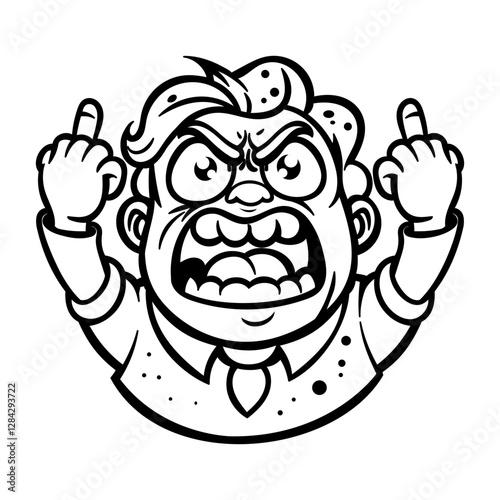 A glyph sticker of a character showing disrespectful behaviour by making abusive gesture