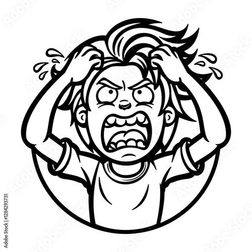 A glyph sticker of an exasperated character 