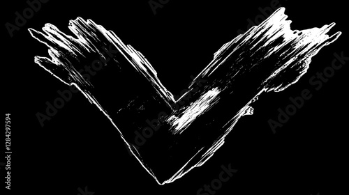 Abstract Black and White Brush Letter V Graphic Design