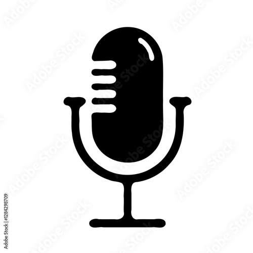 Retro Microphone Icon Black and White Design