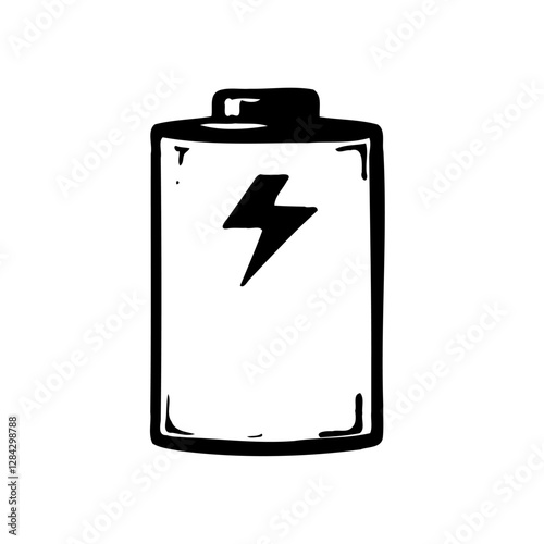 Stylized Charging Battery Sketch Illustration