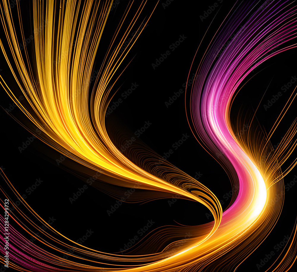 Neon gradient wave light in pink and blue tones on dark background creating futuristic and vibrant visuals for modern tech-inspired or artistic abstract.generative ai Neon gradient wave light in pink and blue tones on dark background creating futuristic and vibrant visuals for modern tech-inspired or artistic abstract.generative ai