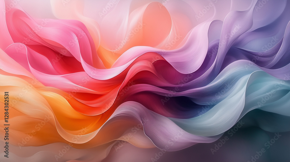 Colorful flowing fabric creates a dynamic wave of textures and hues in a captivating abstract design. Generative AI Colorful flowing fabric creates a dynamic wave of textures and hues in a captivating abstract design. Generative AI